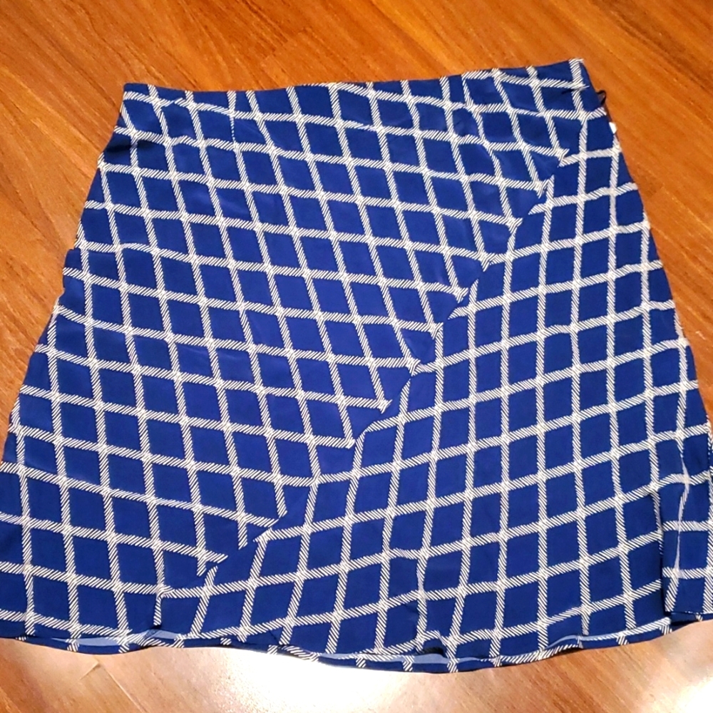 NWT Ava & Viv Bias A-line Blue Plaid Plus Size Skirt - Size 3X